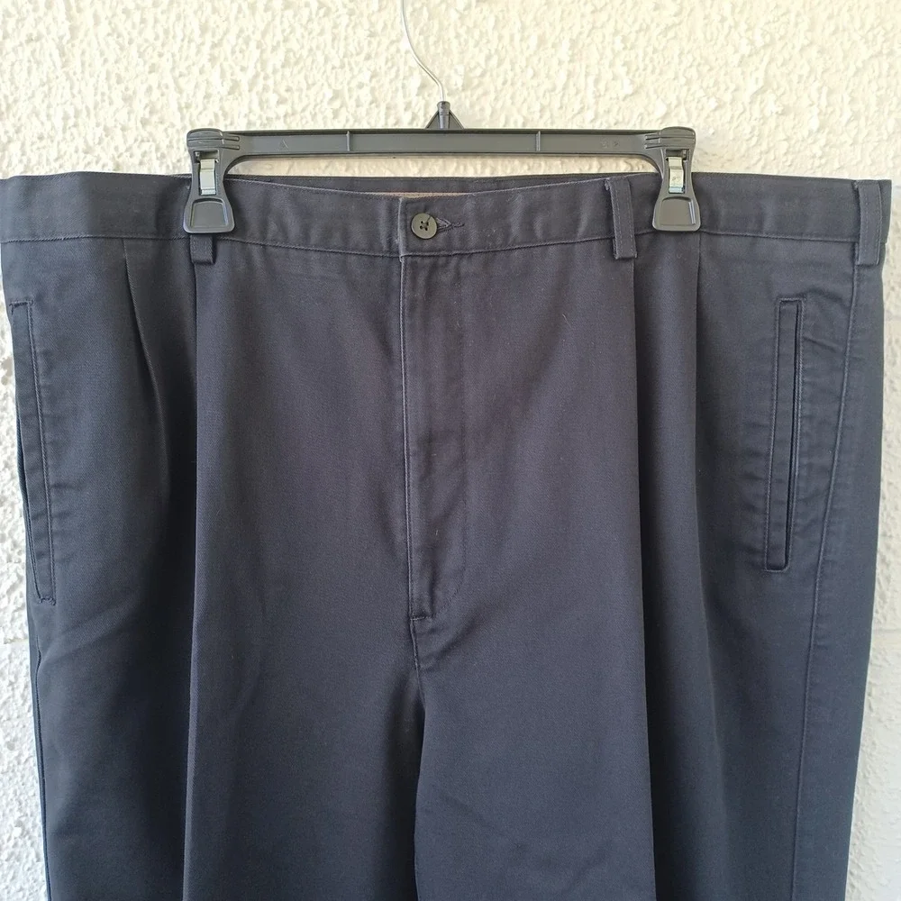 Savane Black Pleated Chinos‎ Mens 42x32 Cotton Blend Straight Leg Pants
